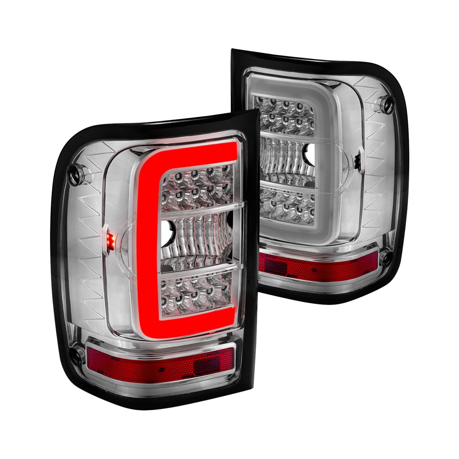 Anzo Ford Ranger 2005 Chrome Fiber Optic LED Tail Lights