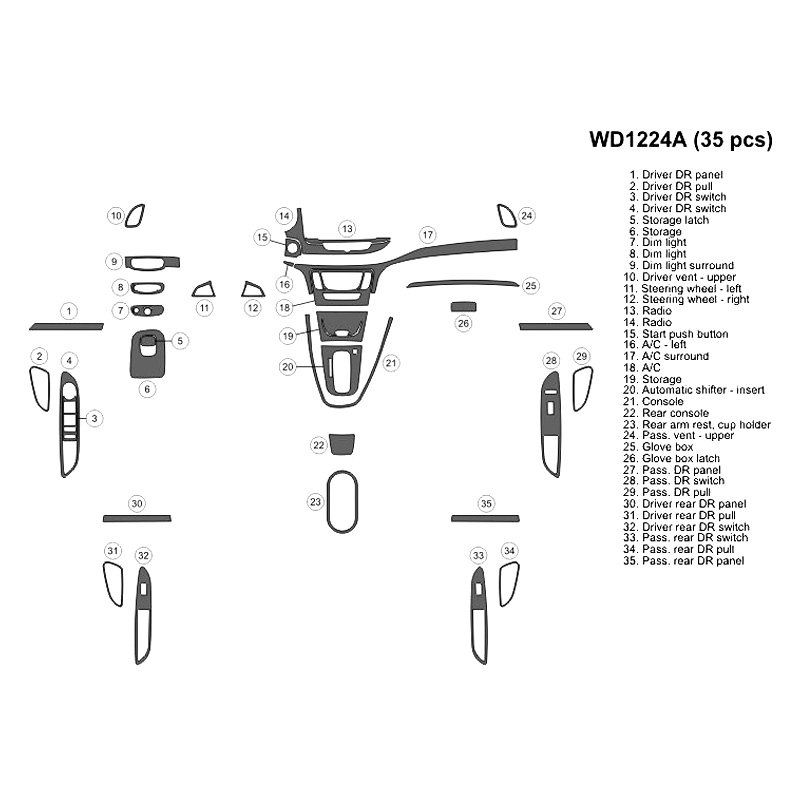 B I Wd A Rba D Raw Brushed Aluminum Large Dash Kit Pcs