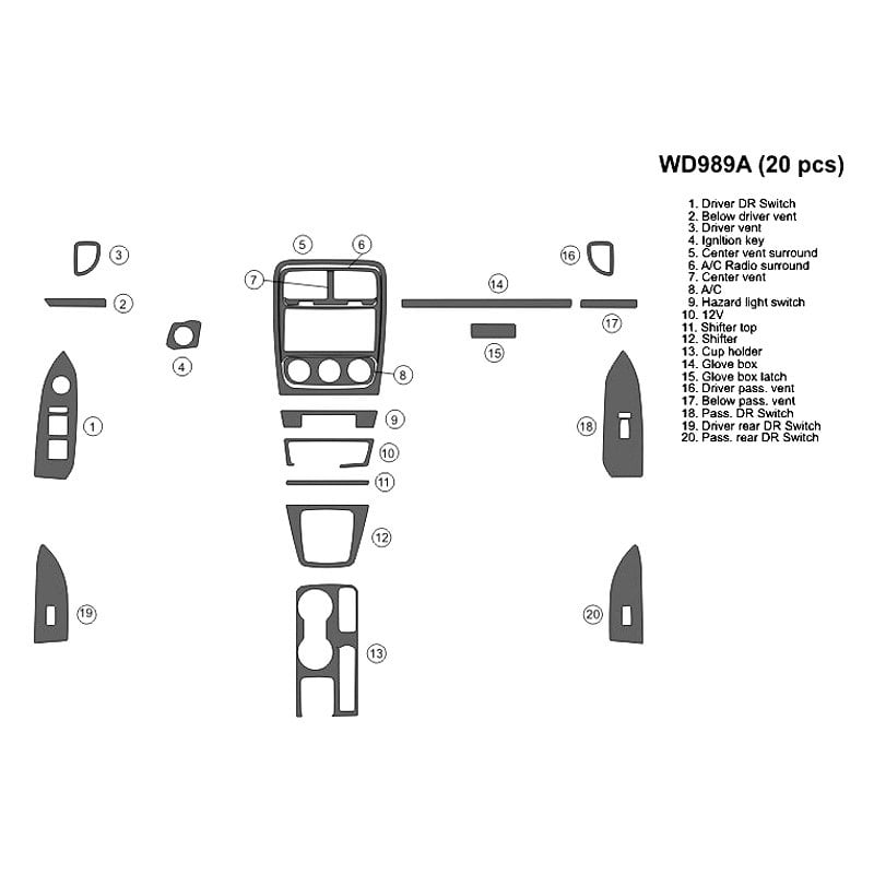 B I Wd A Rba D Raw Brushed Aluminum Large Dash Kit Pcs