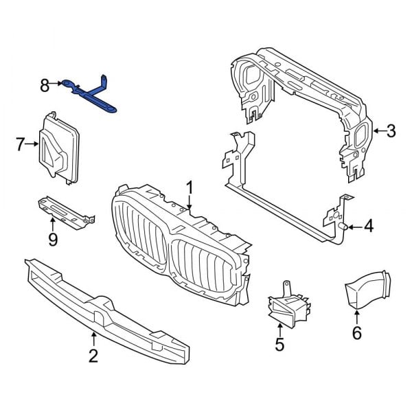 BMW OE 51647421776 Front Right Radiator Support Air Duct Bracket