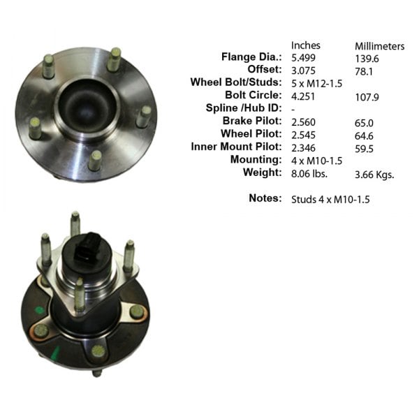 Centric Premium Rear Non Driven Wheel Bearing And Hub