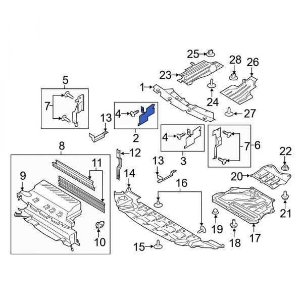 Ford OE GV4Z78001A06A Front Right Upper Radiator Support Air Deflector