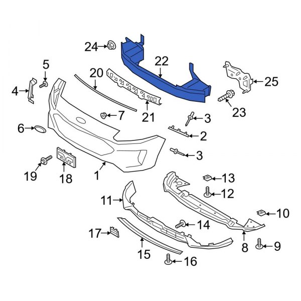 Ford Oe Lx Z H Front Bumper Impact Bar