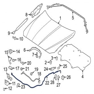 Jaguar XF Hood Release Cables Handles CARiD