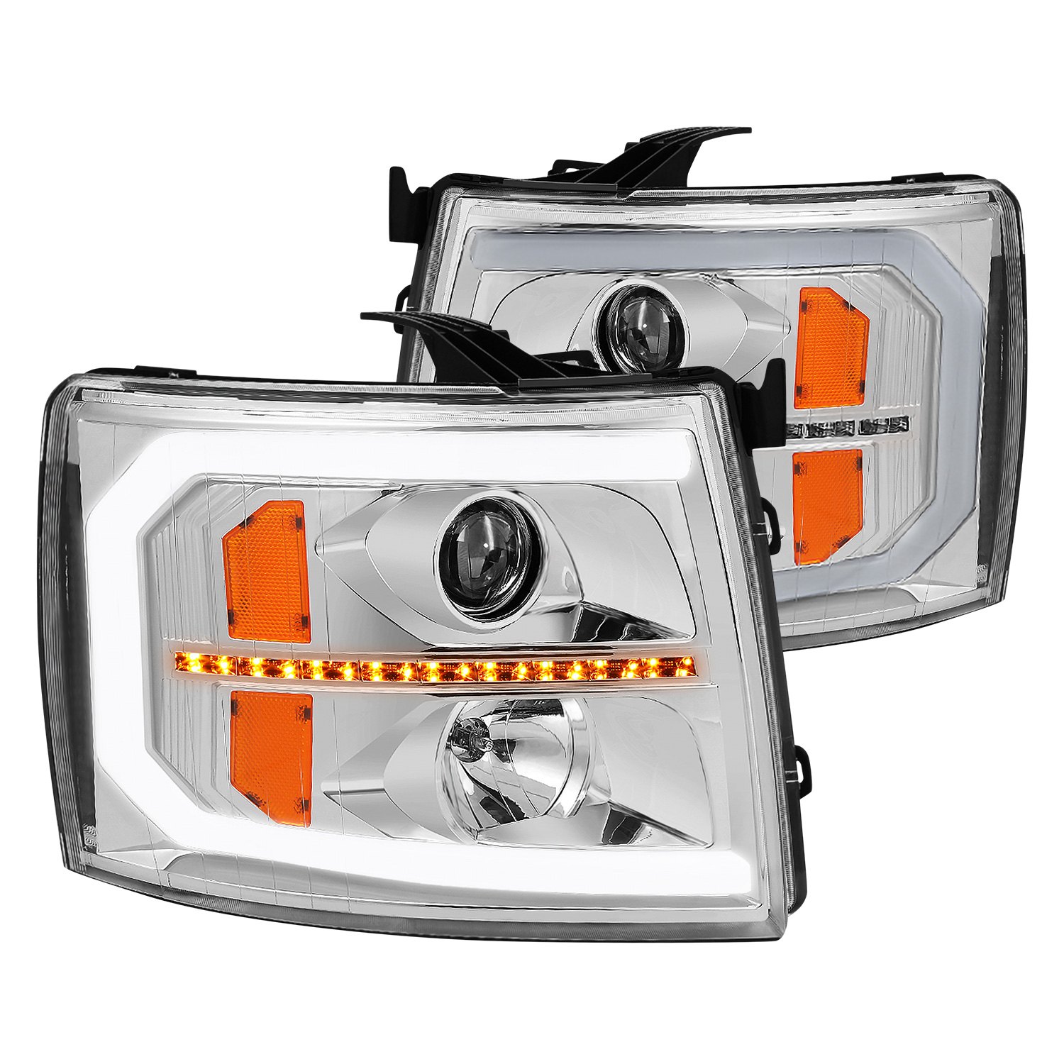 Lumen Chrome Led Drl Bar Projector Headlights With