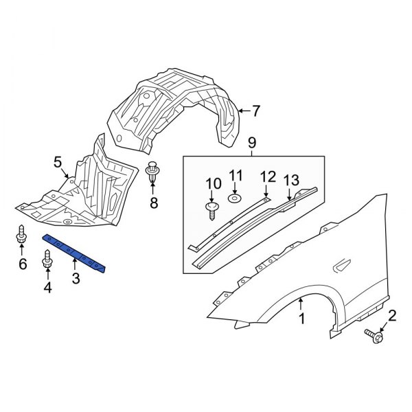 Mazda OE N24356115 Front Left Radiator Support Air Deflector