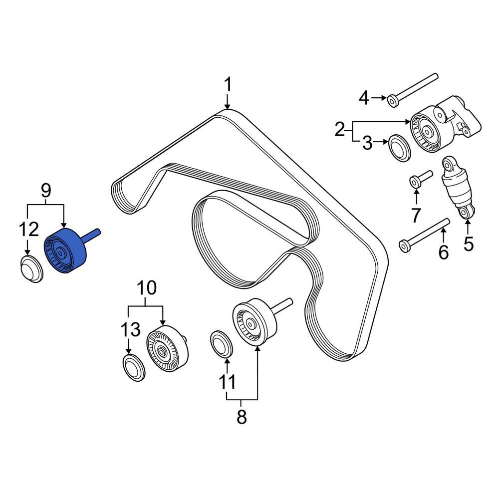 Porsche OE 95814527901 Left Accessory Drive Belt Idler Pulley