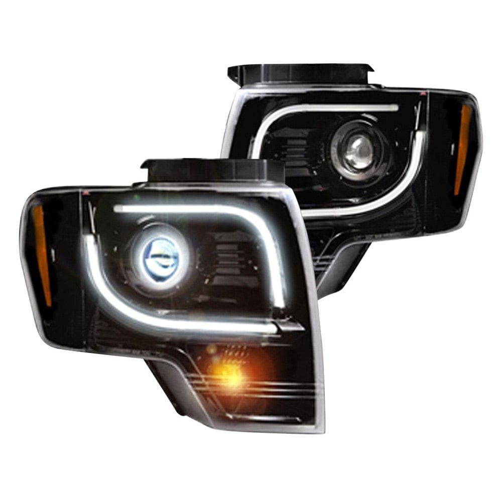 Recon 264190BKC Black Smoke LED DRL Bar Projector Headlights