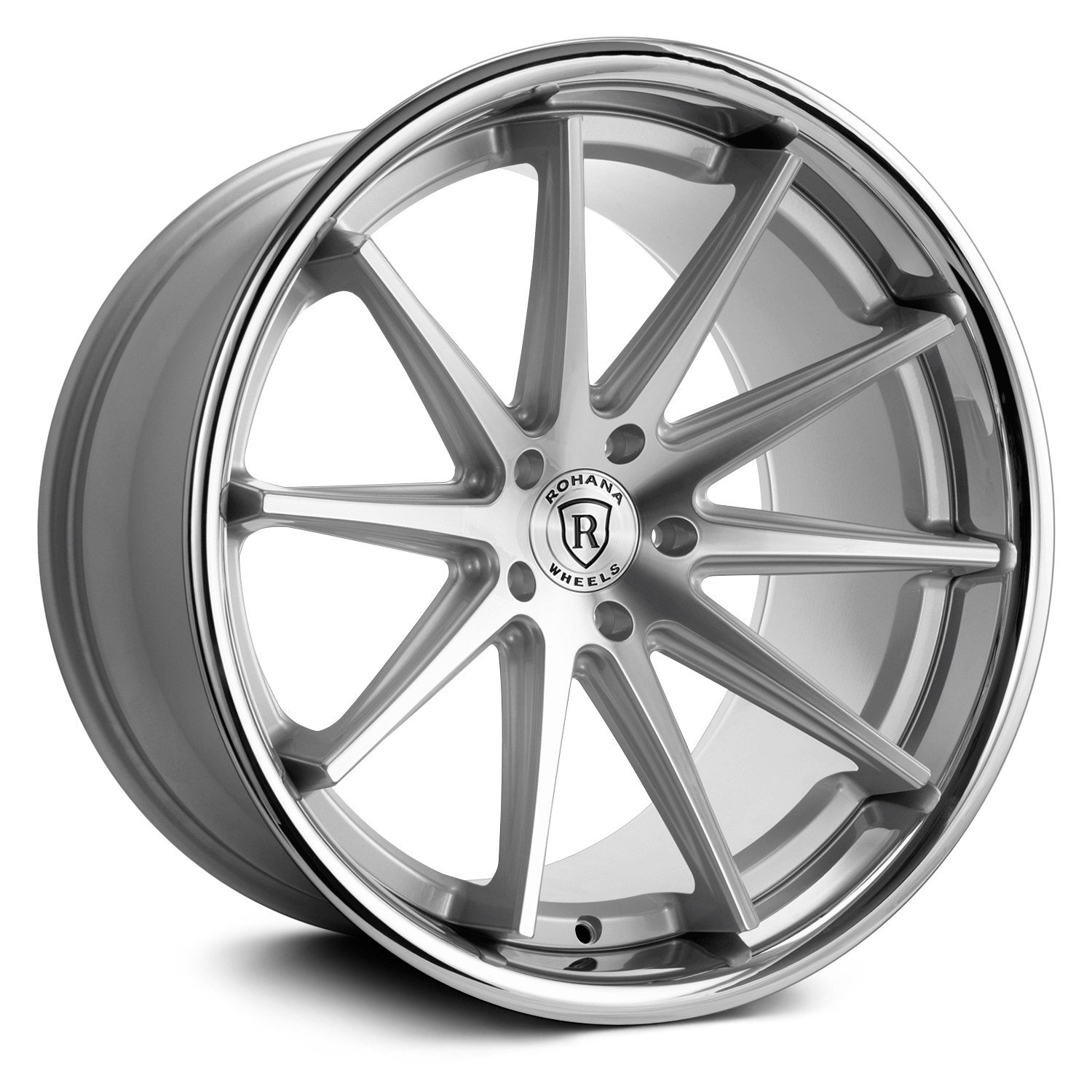 Rohana Rfc Wheels Silver With Machined Face And Chrome Lip Rims