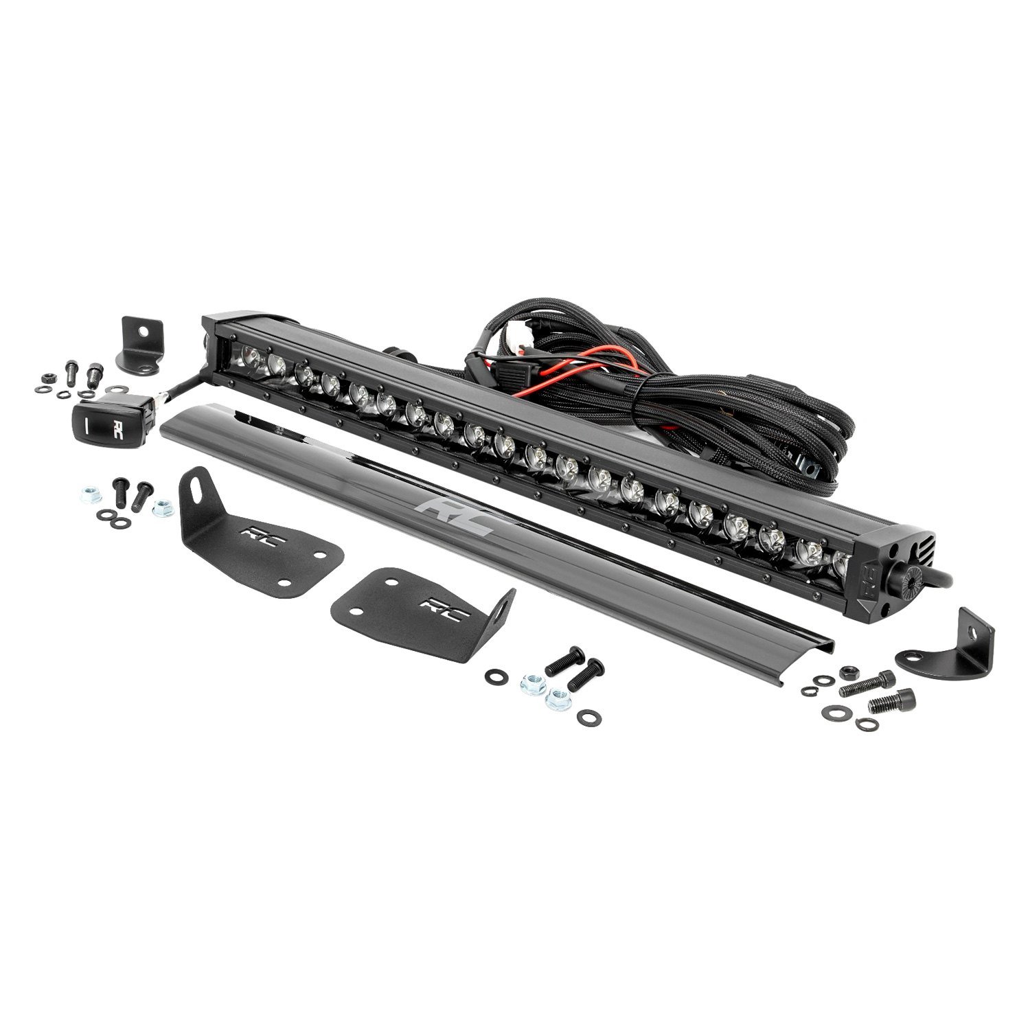 Rough Country Black Series Front Bumper Single Row Light Bar Kit