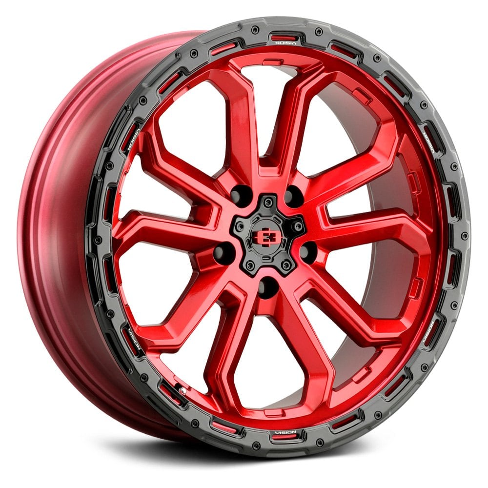 VISION OFF ROAD 405 KORUPT 5 Wheels Gloss Red With Gloss Black Lip Rims