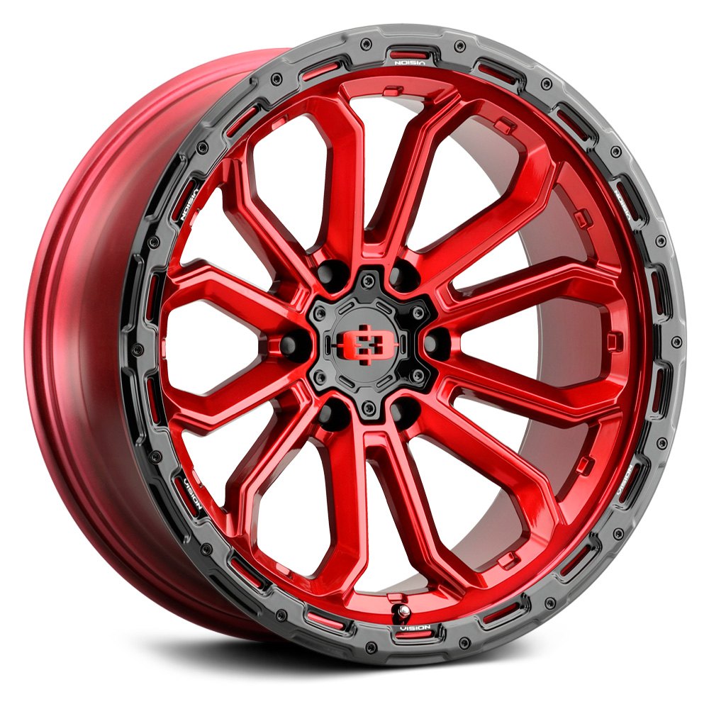 VISION OFF ROAD 405 KORUPT 6 Wheels Gloss Red With Gloss Black Lip Rims