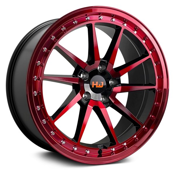 HEMI WHEELS® - HM4 Gloss Black with Red Face and Polished Rivets