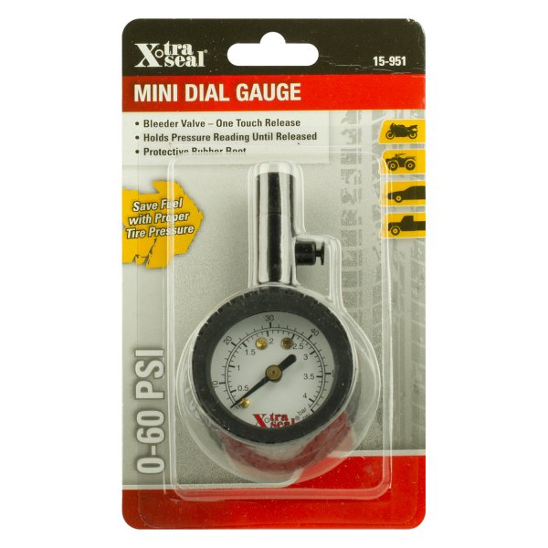 31 Incorporated® - X-tra Seal™ 0 to 60 psi Mini Dial Tire Pressure Gauge
