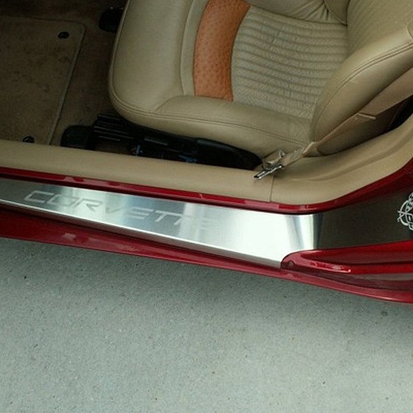 American Car Craft® - Brushed Outer Door Sills with Etched Corvette Logo