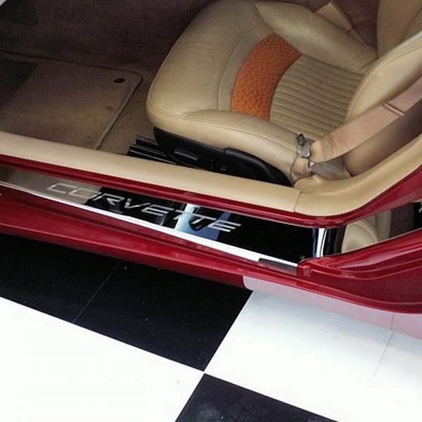American Car Craft® - Polished Outer Door Sills with Etched Corvette Logo