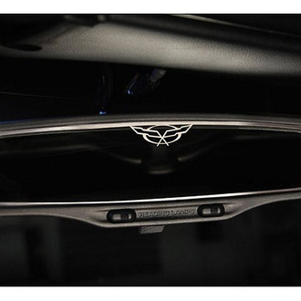ACC® - Brushed Rear View Mirror Trim with Crossed Flags