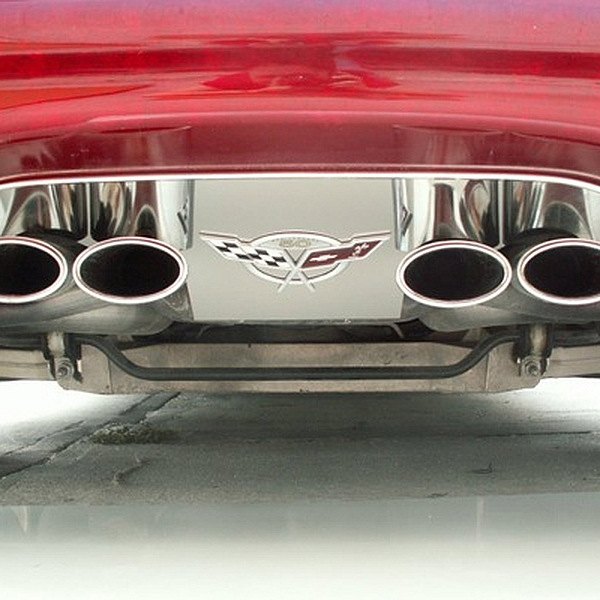American Car Craft® - GM Licensed 50th Anniversary Crossed Flags Style Polished Exhaust Filler Panel