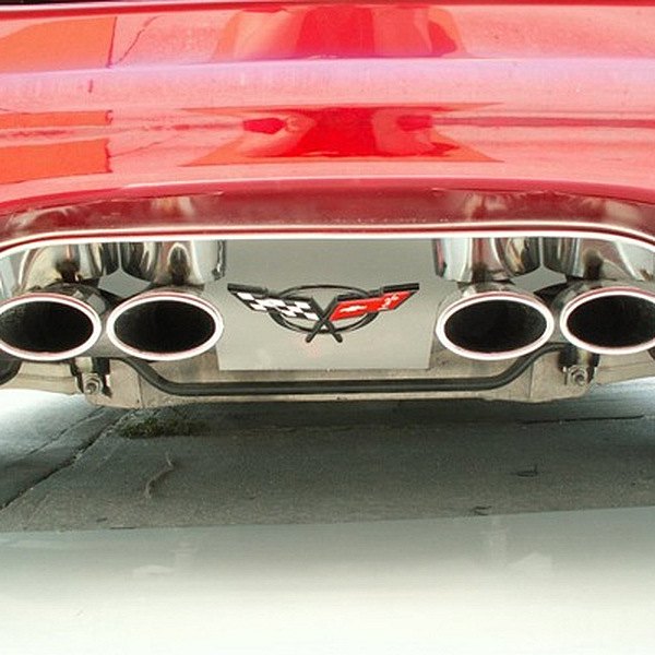 American Car Craft® - GM Licensed Crossed Flags Style Polished Exhaust Filler Panel