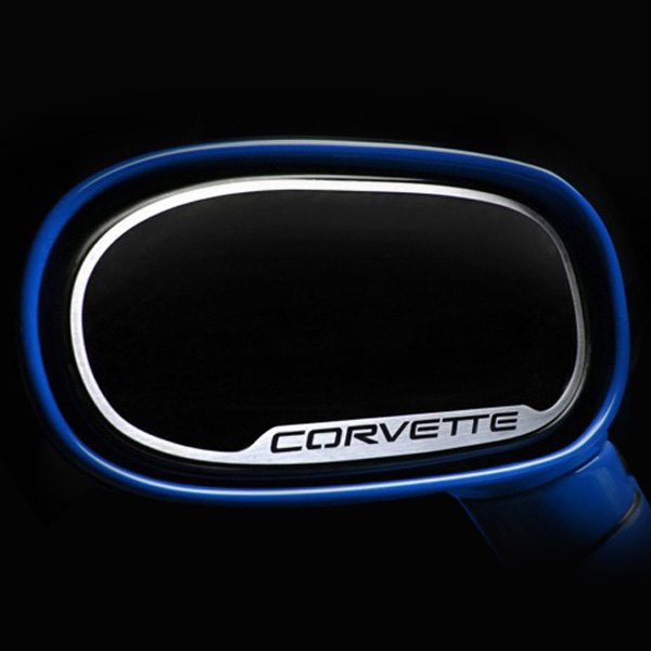 American Car Craft® - Brushed Side View Mirror Trim with Corvette Logo