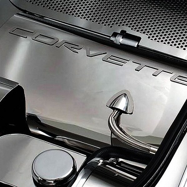 American Car Craft® - GM Licensed Series Polished Fuel Rail Covers with Corvette Logo
