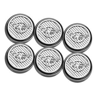 ACC® - Chrome White Carbon Fiber Fluid Cap Cover Set with Crossed Flags Logo