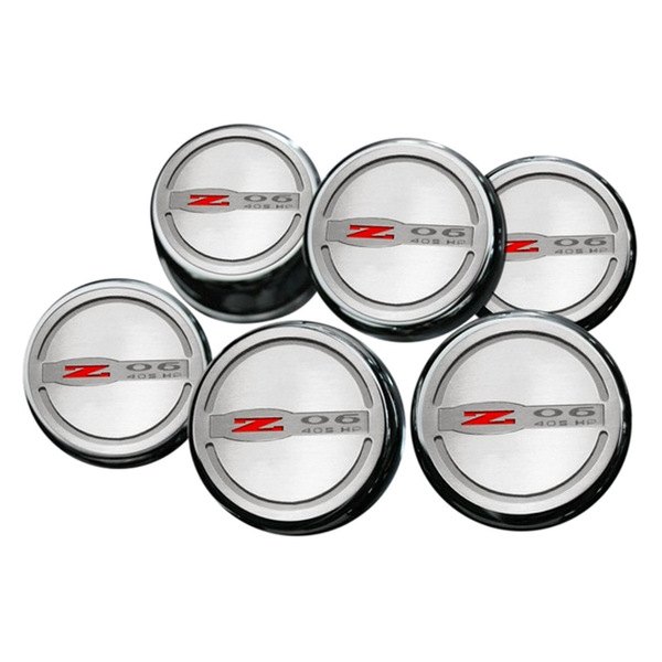 American Car Craft® - Z06 405HP Style Executive Series Polished Fluid Cap Cover Set with Z06 405HP Logo