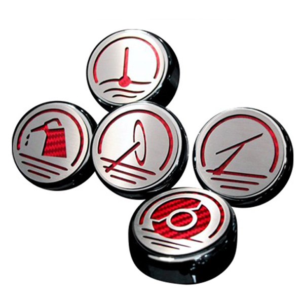 American Car Craft® - Executive Series Red Carbon Fiber Fluid Cap Cover Set