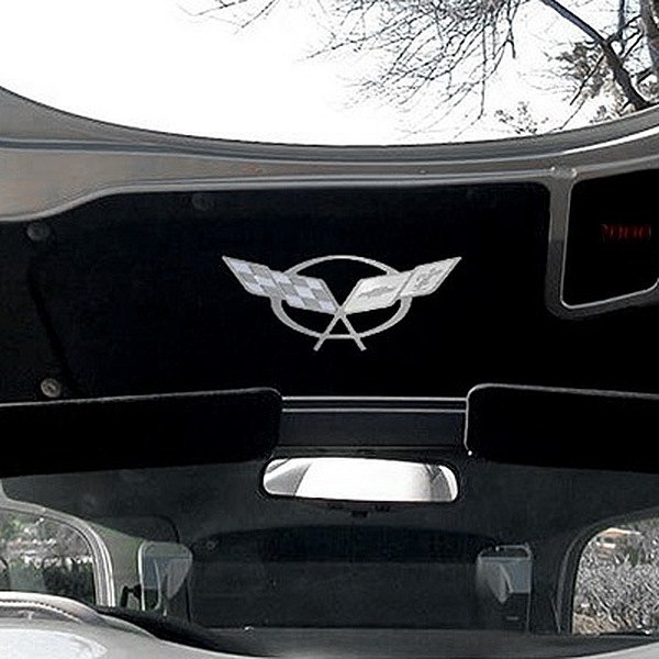 American Car Craft® - Polished Crossed Flags Hood Panel Badge