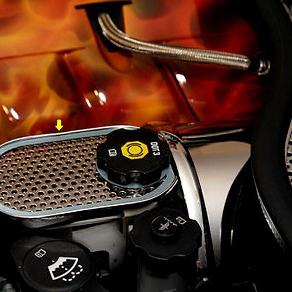 American Car Craft® - Perforated Polished Master Cylinder Cover with Cap Covers