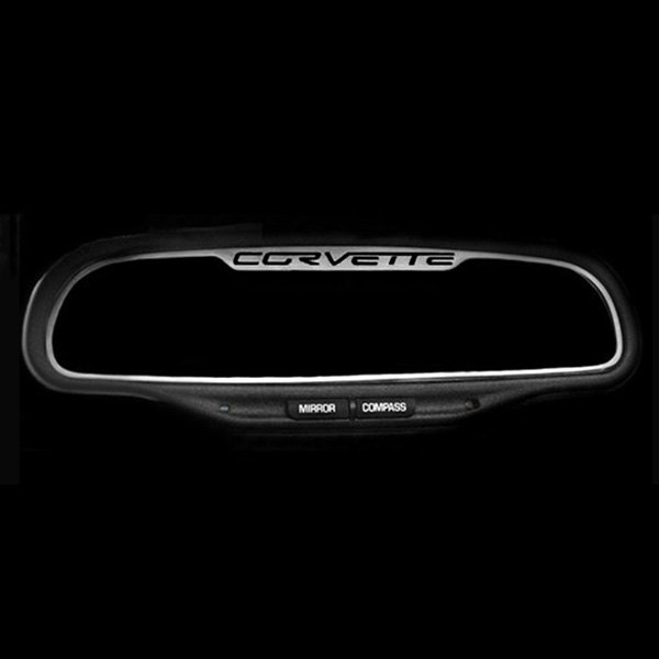 American Car Craft® - Corvette Script Brushed Rear View Mirror Trim