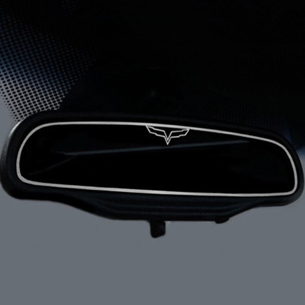 American Car Craft® 041036 Brushed Rear View Mirror Trim with Crossed