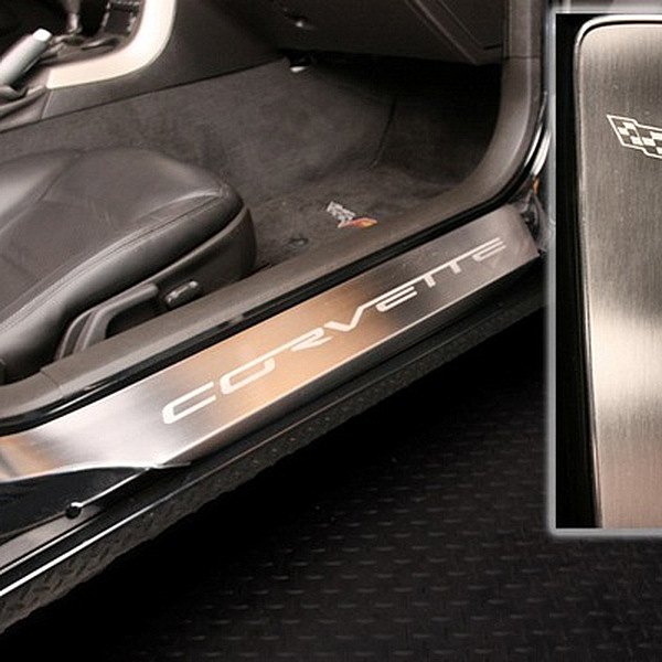 American Car Craft® - Polished Outer Door Sills with Etched Corvette Logo