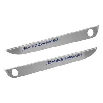 ACC® - GM Licensed Brushed Door Guards with Blue Supercharged Logo