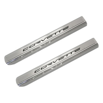 ACC® - Brushed/Polished Inner Door Sills with Black Corvette Logo