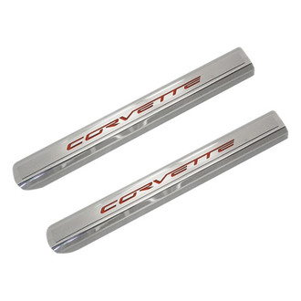 ACC® - Brushed/Polished Inner Door Sills with Red Corvette Logo