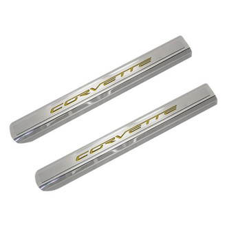 ACC® - Brushed/Polished Inner Door Sills with Yellow Corvette Logo