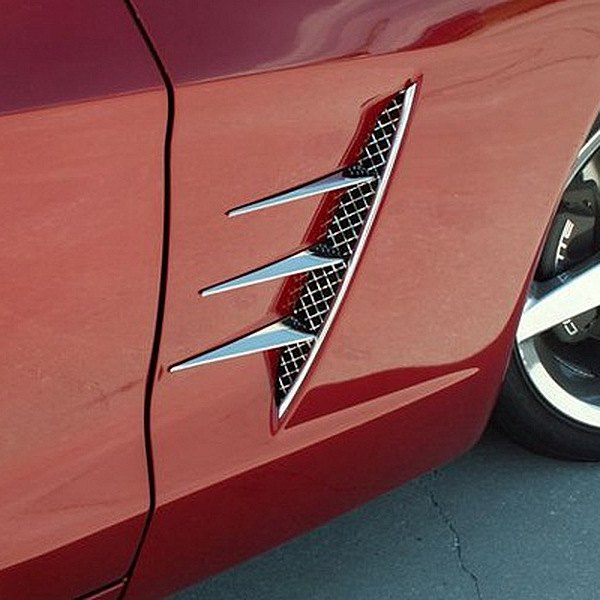 American Car Craft® - Laser Mesh Polished Side Vents with Spears