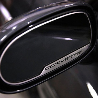 ACC® - Brushed Side View Mirror Trim with Corvette Logo