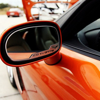 ACC® - Brushed Side View Mirror Trim with Crossed Flags Logo