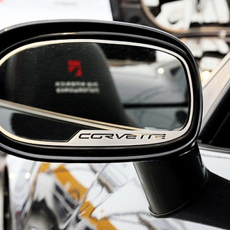ACC® - Brushed Side View Mirror Trim with Corvette Logo