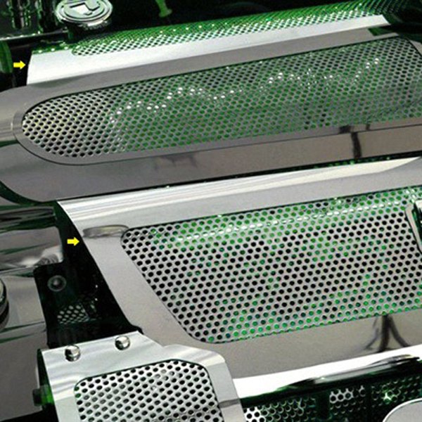 American Car Craft® - Replacement Style Perforated Illuminated Polished Fuel Rail Covers with Cap Covers