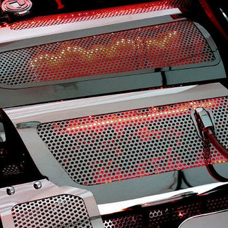 ACC® - Replacement Style Perforated Red Illuminated Polished Fuel Rail Covers with Cap Covers