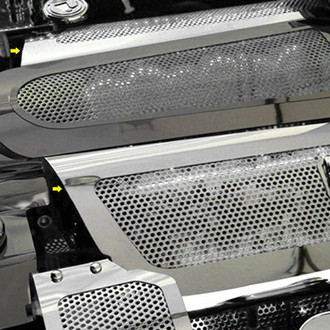 ACC® - Replacement Style Perforated White Illuminated Polished Fuel Rail Covers with Cap Covers