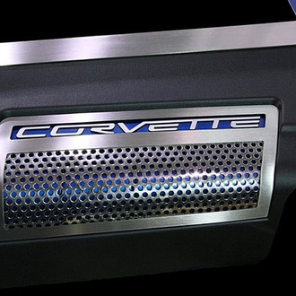 ACC® - Perforated Non-Illuminated Polished Engine Shroud Side Insert with Corvette Logo