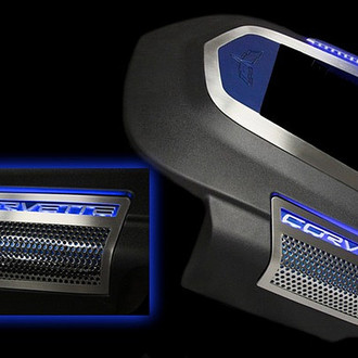 American Car Craft® - Perforated Engine Shroud Side Inserts with Corvette Logo