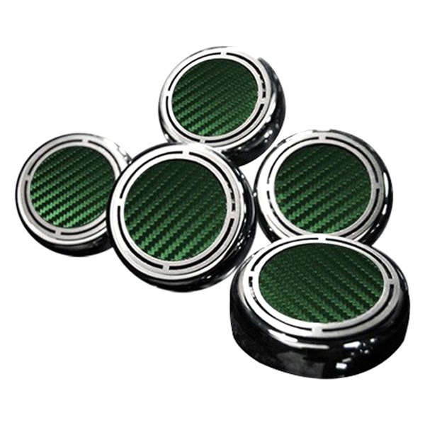 American Car Craft® - Slotted Style Chrome Green Carbon Fiber Cap Cover Set