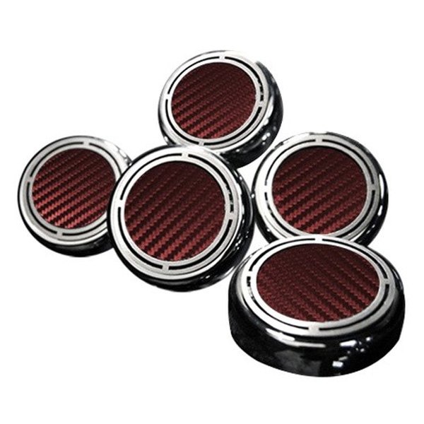 American Car Craft® - Slotted Style Chrome Red Carbon Fiber Cap Cover Set