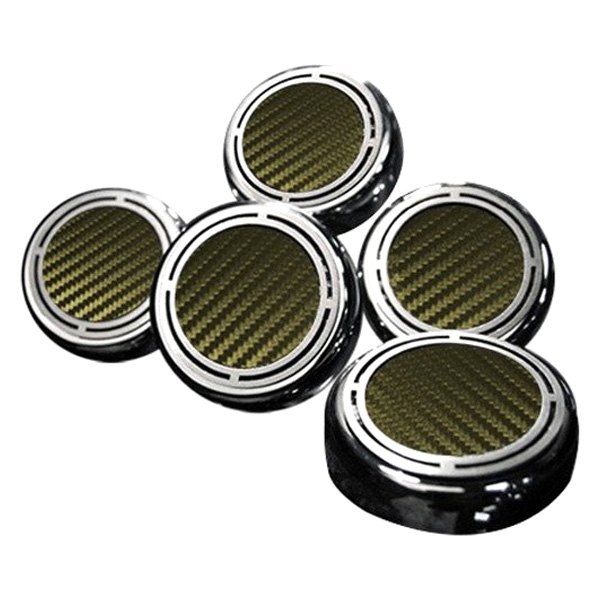 American Car Craft® - Slotted Style Chrome Yellow Carbon Fiber Cap Cover Set