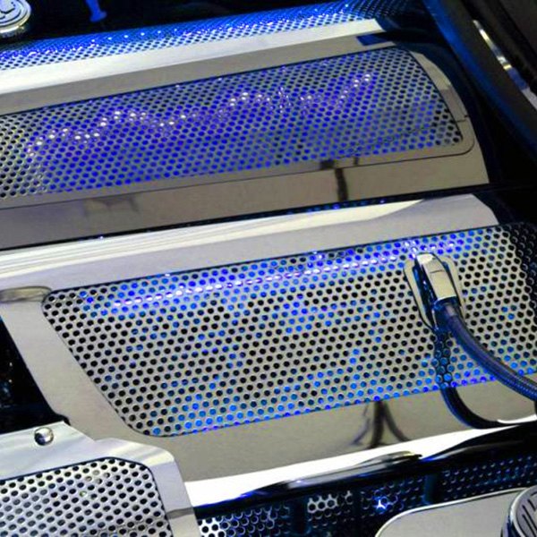 American Car Craft® - Replacement Style Perforated Illuminated Polished Fuel Rail Covers
